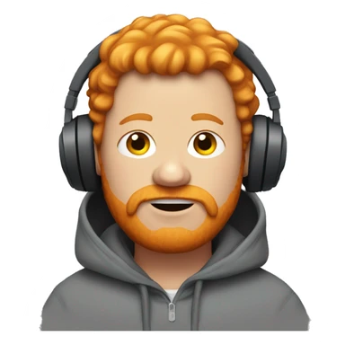 Fat ginger man with hoodie hood up and headphones  sticker