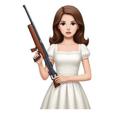 Lana Del Rey mirror picture white dress holding a shotgun sticker