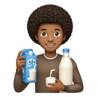 Make a black guy with Afro getting milk from store sticker