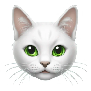 white long hair cat, with green eyes and a black spot and ear on the right side sticker