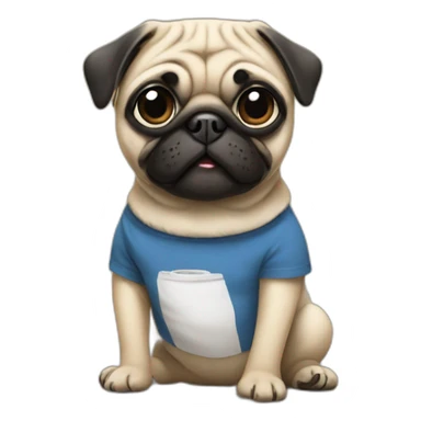 pug wearing a t-shirt sticker