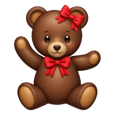 Teddy bear made of chocolate with a bow sticker