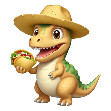  DINOSUR WITH A HAT eating big burrito  sticker