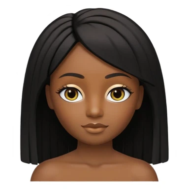 crie um icon no estilo memoji da apple de uma garota parda com cabelo preto abaixo do ombro e franja na altura dos olhos, sobrancelhas pretas, olhos castanhos escuro com delineado preto, nariz afinado, lábios grossos com batom preto e colar preto com um pingente de morcego sticker