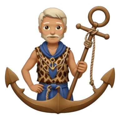 Ancient  man with animal skin clothes with Anchor sticker