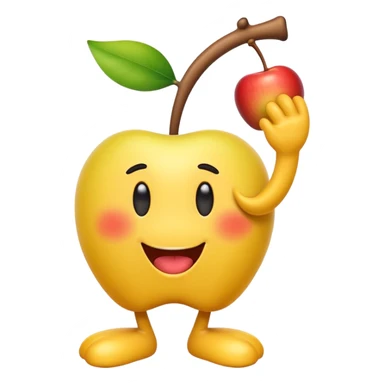 Create a silly, exaggerated iOS-style yellow emoji doing a playful slapstick pose: it lifts its own leg up and sticks its tongue out as if making a goofy face at its own foot. Smooth Apple-emoji gradients, rounded shapes, glossy shading, simple eyes, transparent background. sticker