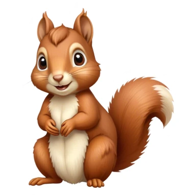 Cinematic Cute Squirrel Portrait Emoji, Head tilted playfully and inquisitively, featuring a fluffy, vibrant auburn Fur with a delicate cream belly and a bushy tail, round, sparkling eyes filled with curious mischief, Simplified yet irresistibly adorable features, highly detailed, glowing with a warm, friendly glow, high shine, affectionate and lively, stylized with a touch of woodland whimsy, bright and endearing, soft glowing outline, capturing the essence of a mischievous yet loving squirrel, so playful it feels like it could leap out of the screen and into your arms! sticker