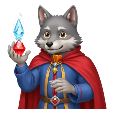 a wolf in a cape, wizard, magic in paw sticker