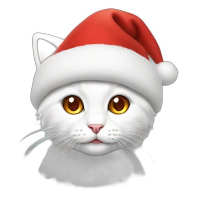 christmas white kitty in red hat sticker
