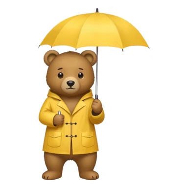 Bear with umbrella, wearing rain coat sticker