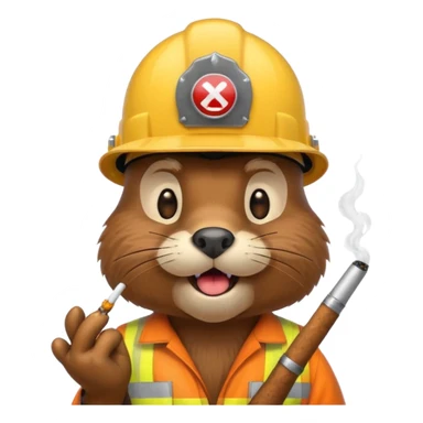 beaver smoking wearing a hard hat emojis funny sticker