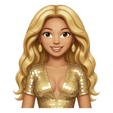 Beyonce from Destiny's Child with long golden blonde hair, cream sequin outfit sticker
