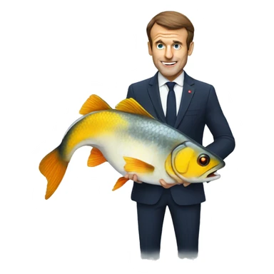 Macron qui mange un poisson  sticker