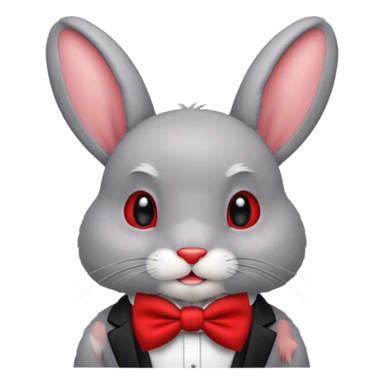 grey bunny with bowtie sticker