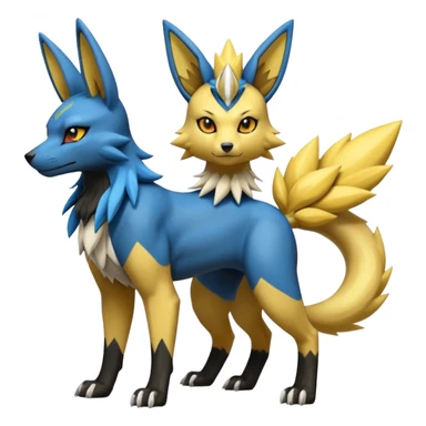 Lucario-Umbreon-Zeraora-Jolteon-Fakémon-hybrid-creature (full body)  sticker
