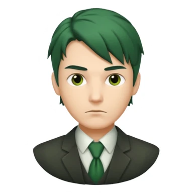 Man with Green Ponytail – dark-green tied hair, calm serious face. sticker