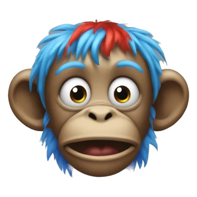 Monkey with a blue clown wig sticker