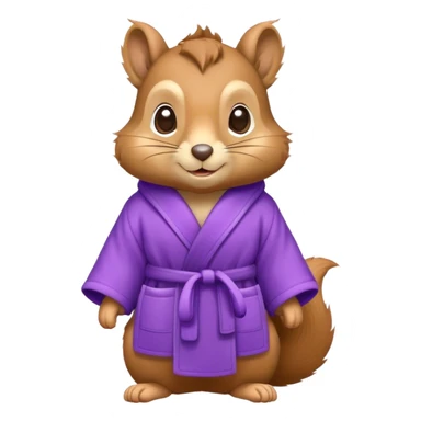 squirrel in purple bathrobe and slippers  sticker