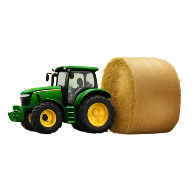 Round hay bail being picked up by a John deer tractor sticker