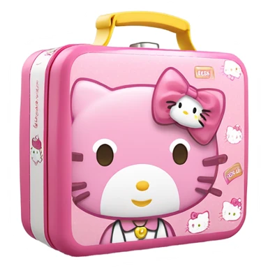 pink white light melody hello kitty sanrio cute lunch box white sticker