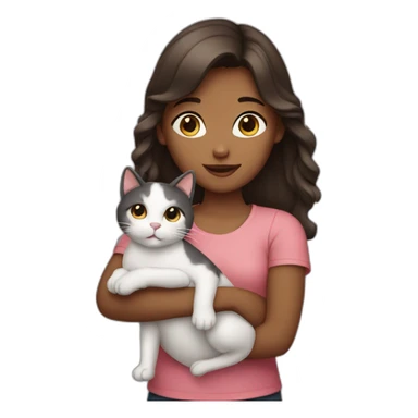a girl holding a cat  sticker