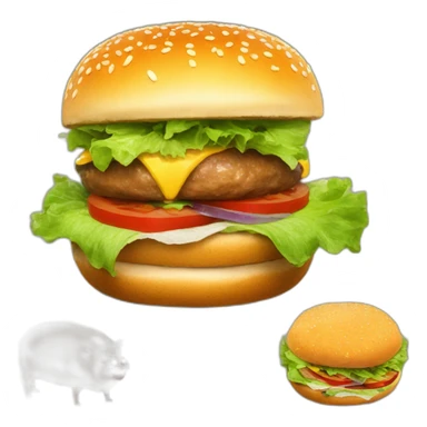 A burger with troll face on it and a big capybara next to it sticker