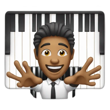 happy pianist with the piano keys in front of him sticker