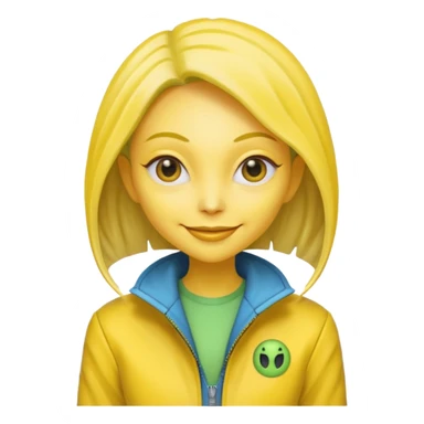 Lady Alien with yellow jacket, Half body. sticker