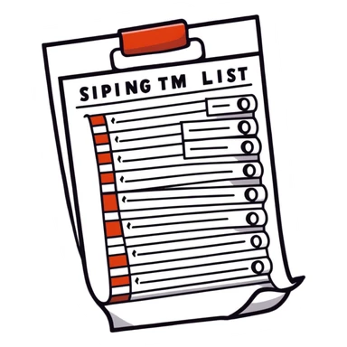 long curling to-do list paper looping up and down like a snake with tiny checkboxes fading into distance sticker