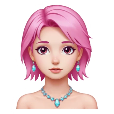pink-haired girl with jewelry sticker
