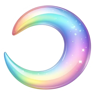 Pastel iridescent rainbow crystal crescent sticker