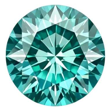 Precision round cut grandidierite gemstone with aqua blue-green color and gleaming facets sticker