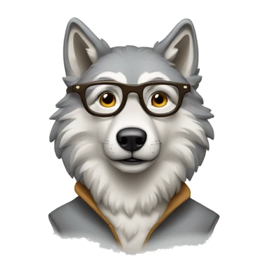 Un loup avec des lunettes carrées  sticker