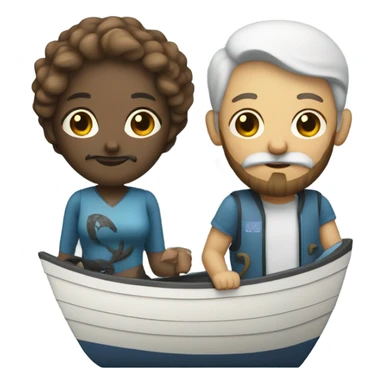 An Aquarius sign female with a cancer sign male with a beard  in a boat sticker