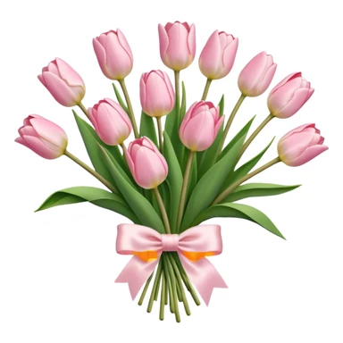 very pale pink tulips bouquet with light pink bow sticker