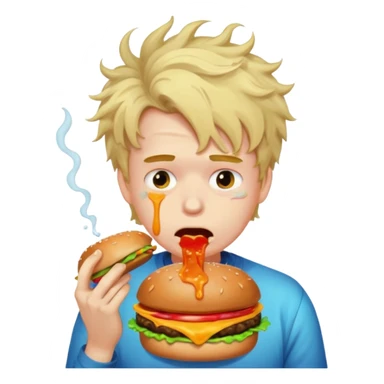 Guy with puking burgers sticker
