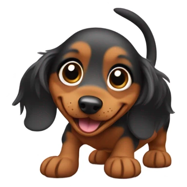 A long haired weenie dog happy peeing sticker