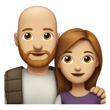 Bald white guy with ginger bread and dark brown eyes hugging girl with long dark brown hair and dark brown eyes sticker