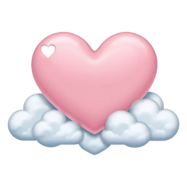 pastel pink heart floating on clouds iOS Apple emoji style sticker