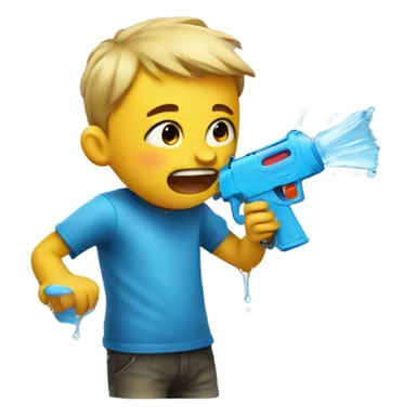 Kid crying with a water gun sticker