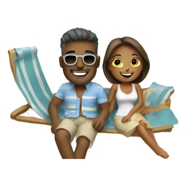 happy couple on vacation sticker