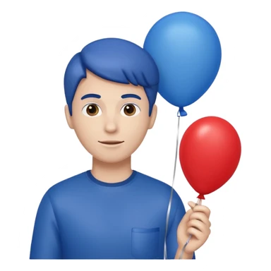 One red balloon and one blue balloon,grabbed by a yellow (more fair color)hand sticker