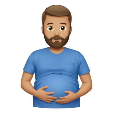 Bearded man rubbing pregnant belly poking out of shirt sticker