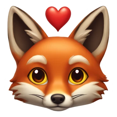 deep lush red fox face with tiny red heart instead of eyes sticker