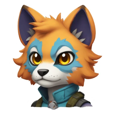 Edgy colorful anthro fursona Fakemon sticker