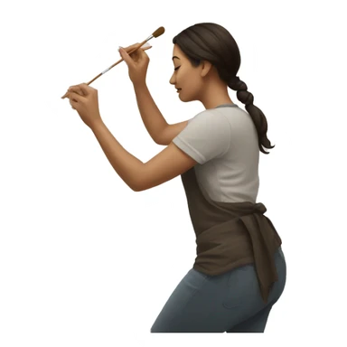 a woman painting on a canvas  sticker