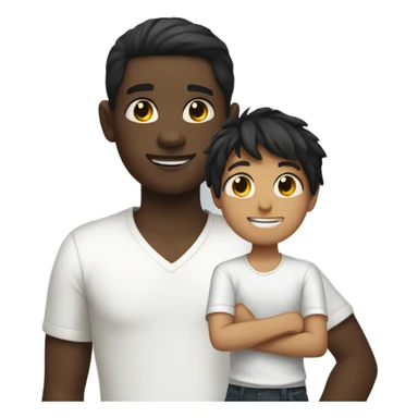 boy in white shirt indoors with black person hair  sticker
