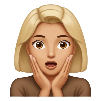 a women crossing her hands around her neck with mouth open and eyes looking upward  sticker