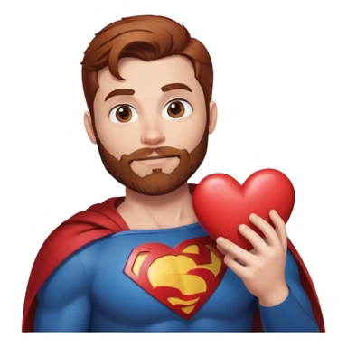 Adult Superman with redish brownish hair and full beard hand heart emoji sticker