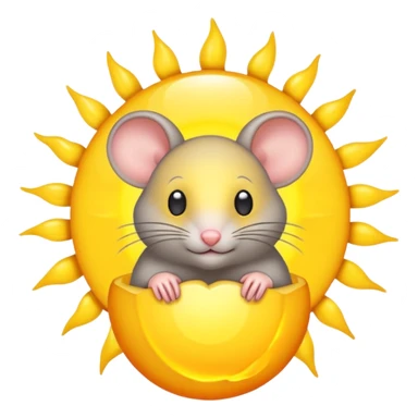 A gray mouse inside of a sun ☀️ 🐭 sticker